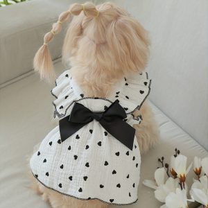 Pet Clothing Cute Romantic Love Strap Lace Dress 1pc - For Small Dogs & Cats - Perfect for Valentine's Day & Special Occasions -  Dress Up Your Furry Friend