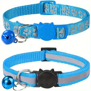 2pcs Reflective Cat Collars With Bells, Solid Safety Nylon Collars, Adjustable Detachable Kitten Accessories - For Cats & Kittens - Enhance Visibility & Safety at Night - Perfect Gift for Cat Lovers - Image 13