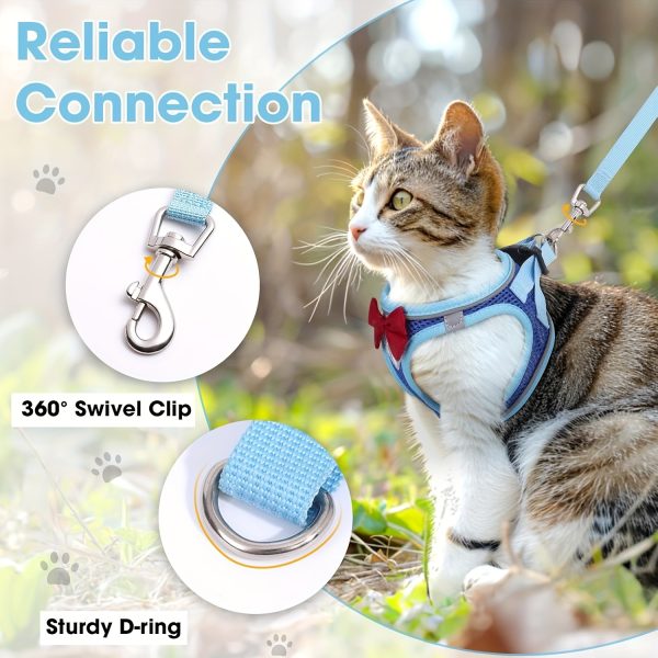 Cat Harness and Leash Set, Soft and Breathable Vest with Reflective Strips, Escape-Proof Kitten Harness, Suitable for Cat Walking and Travel