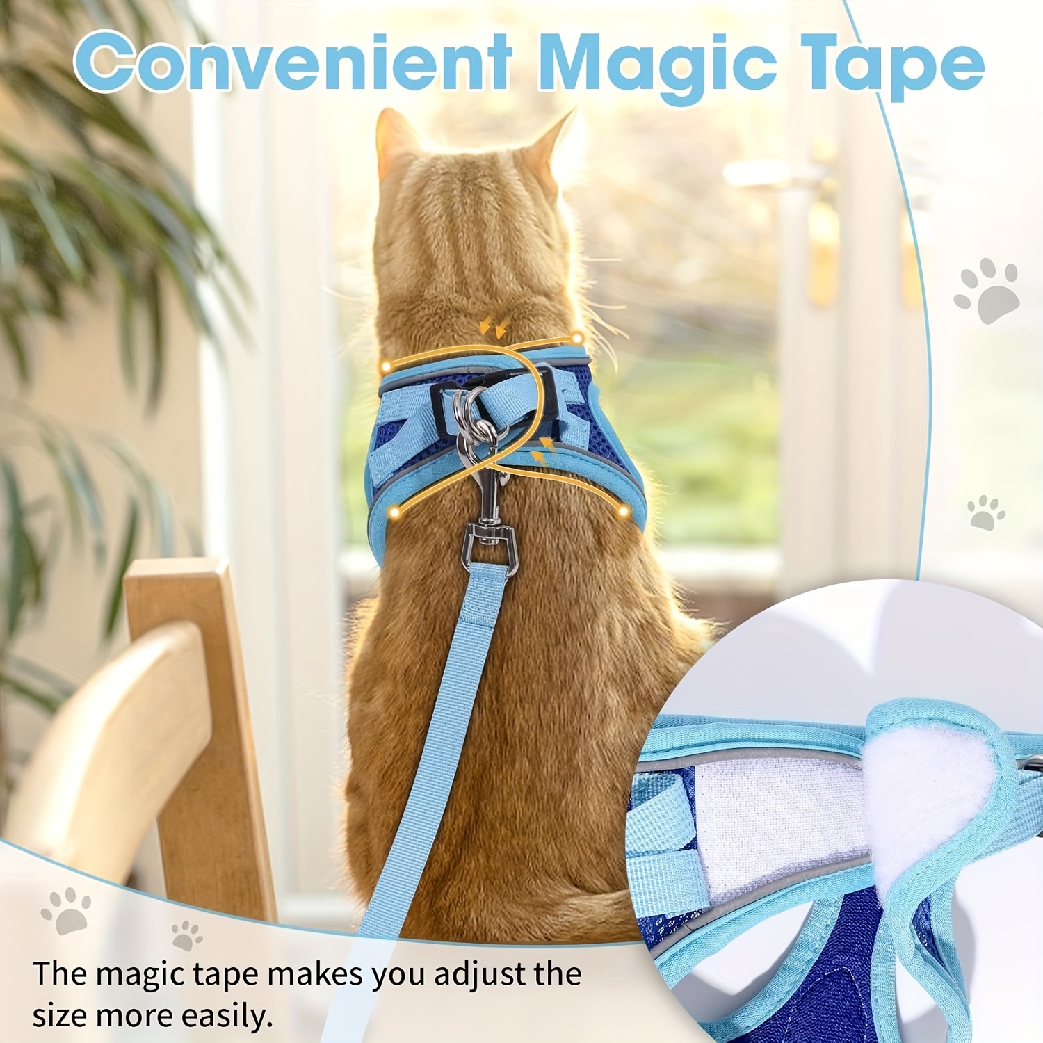 Cat Harness and Leash Set, Soft and Breathable Vest with Reflective Strips, Escape-Proof Kitten Harness, Suitable for Cat Walking and Travel - Image 10