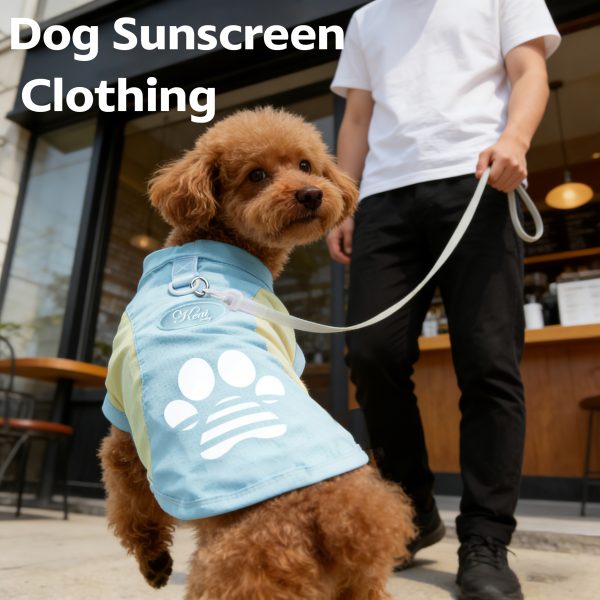 A Breathable Mesh Material Dog Sun Protection Suit That Can Block UV Rays in Summer, with Logo Design and Color-blocking, Suitable for Small and Medium Dogs Such as Chihuahuas, Poodles, and Bichons, and Can Be Used for Leashing Cats and Dogs