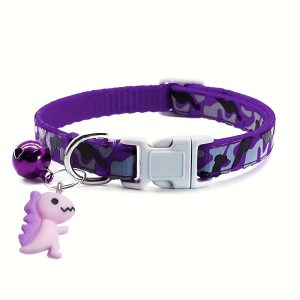 1pc Adjustable Leopard Print Camouflage Pet Collar - Soft Padded Comfortable Design with Jingle Bell And Adorable Little Dinosaur Pendant - Perfect Fashion Accessory for Cats, Kittens, And Small Puppy Dogs - Unique Gift Idea - Image 4