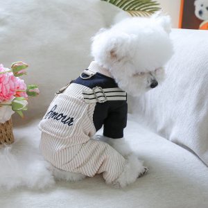 Teddy Bear Dog Clothes - 100% Polyester Knit All-in-One Puppy Jumpsuit with Back Legs Straps, Cozy Winter Spring Fall Outfit for Small Breeds, Hand Wash Only