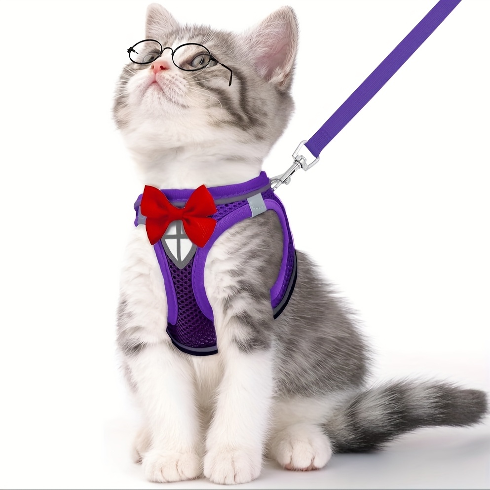 Cat Harness and Leash Set, Soft and Breathable Vest with Reflective Strips, Escape-Proof Kitten Harness, Suitable for Cat Walking and Travel - Image 5