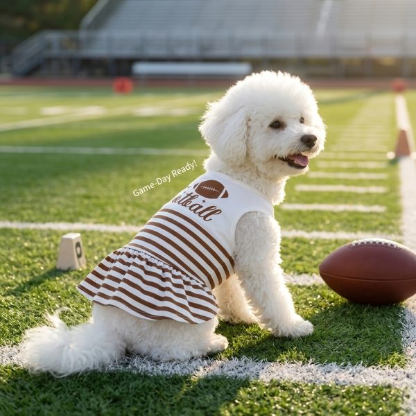 Pet Dog Dress, Striped Print Pattern for Rugby Season, Suitable for Smallu002FMedium-Sized Dog And Cat Clothes, Dog Clothes, Spring And Summer Thin American Rugby Match Clothing