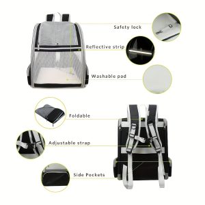 Foldable Ventilated Cat & Dog Carrier Backpack with Ventilation System & Harness System Suitable for Travel, Hiking, Car Rides - Carrier Suitable for Pets, Outdoor Carrier for Airplane, Train, Vehicle Use - Image 11