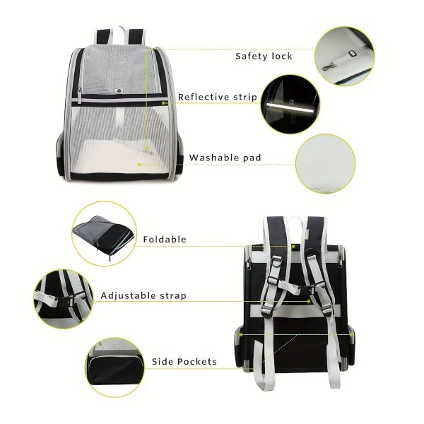 Foldable Ventilated Cat & Dog Carrier Backpack with Ventilation System & Harness System Suitable for Travel, Hiking, Car Rides - Carrier Suitable for Pets, Outdoor Carrier for Airplane, Train, Vehicle Use
