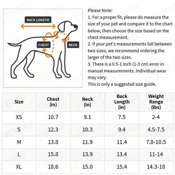 Teddy Bear Dog Clothes - 100% Polyester Knit All-in-One Puppy Jumpsuit with Back Legs Straps, Cozy Winter Spring Fall Outfit for Small Breeds, Hand Wash Only