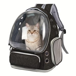 Breathable Transparent Cat Carrier Backpack with Bubble Viewing Compartment - All-Season Airplaneu002FTrainu002FCar Travel Carrier for Kittens & Cats, Zipperu002FDoggy Door Entry, Space Capsule Cat Bag, Durable (for All Cat Breedsu002FSizes)