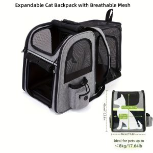 Cat Carrier Backpacks, Expandable Cat Backpack with Breathable Mesh, Pet Carrier Backpack for Cats Dogs Puppies, Dog Carrier Backpack Great for Travel Hiking Camping Outdoor