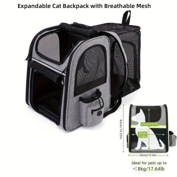 Cat Carrier Backpacks, Expandable Cat Backpack with Breathable Mesh, Pet Carrier Backpack for Cats  Dogs Puppies, Dog Carrier Backpack Great for Travel Hiking Camping Outdoor
