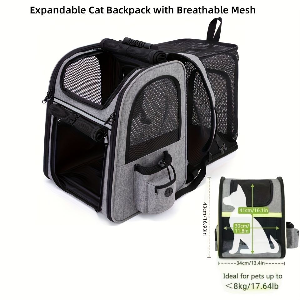 Cat Carrier Backpacks, Expandable Cat Backpack with Breathable Mesh, Pet Carrier Backpack for Cats  Dogs Puppies, Dog Carrier Backpack Great for Travel Hiking Camping Outdoor - Image 1