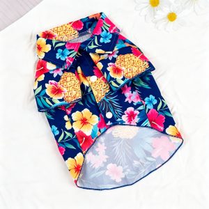 Pineapple Hibiscus Tropical Print Pet Shirt, 1pc, Suitable for Cats and Dogs, Wearable Indoors and Outdoors - Image 7