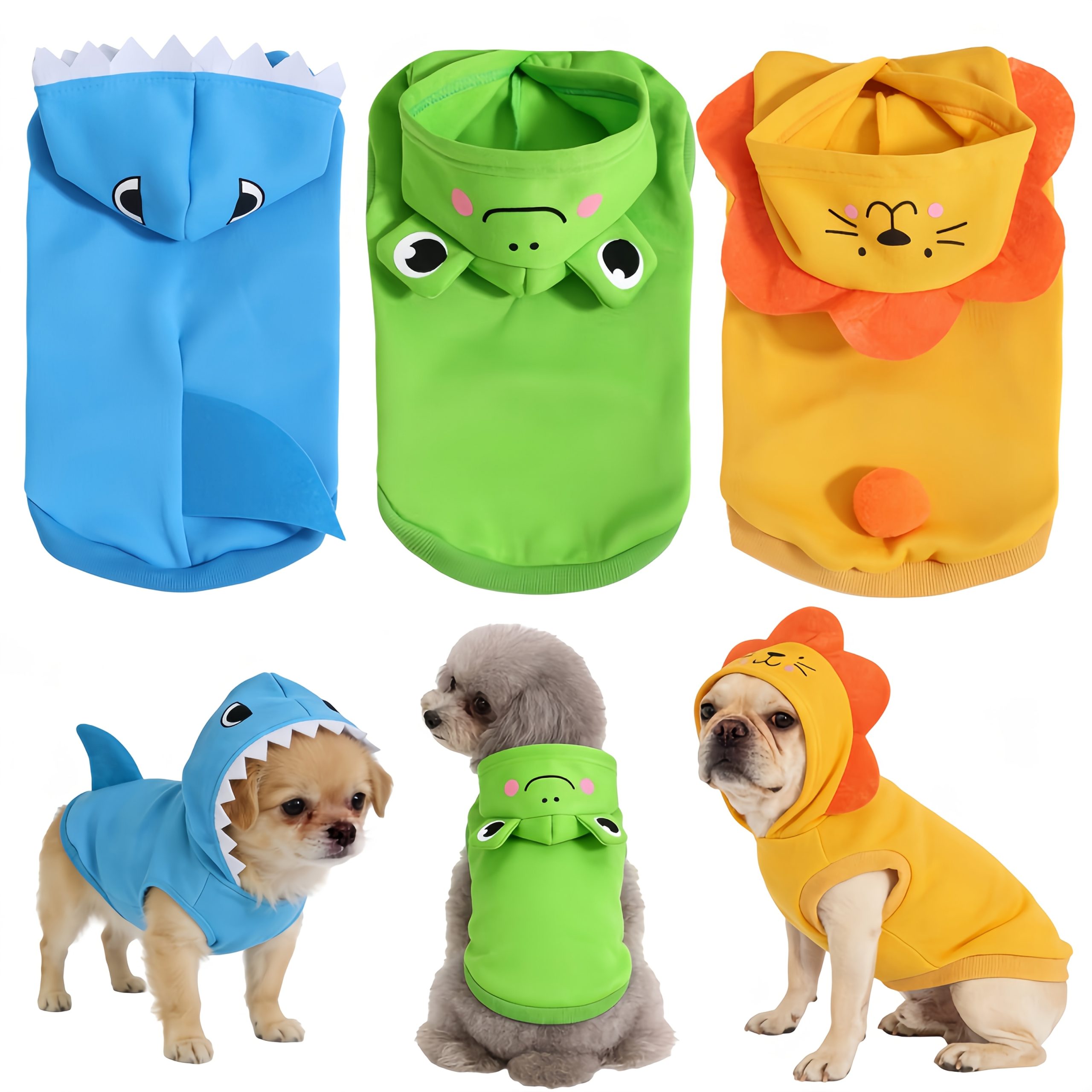 1pc Cute Cartoon 3D Animal Pet Hoodie | Warm Polyester Knit Fabric, Suitable for Medium And Small Dogs, Newborn Puppies, for All Seasons - Image 2