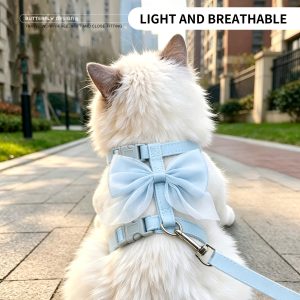 Universal for Cats And Puppies, High Aesthetic Gradient Large Bow Pet Chest And Back Harness with 120Cmu002F47In Leash Set - Cross-Style Anti-Escape Breathable Design, Suitable for Cats And Small Dogs, Outdoor Walking And Photography Essential