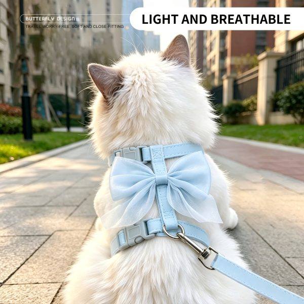 Universal for Cats And Puppies, High Aesthetic Gradient Large Bow Pet Chest And Back Harness with 120Cmu002F47In Leash Set - Cross-Style Anti-Escape Breathable Design, Suitable for Cats And Small Dogs, Outdoor Walking And Photography Essential