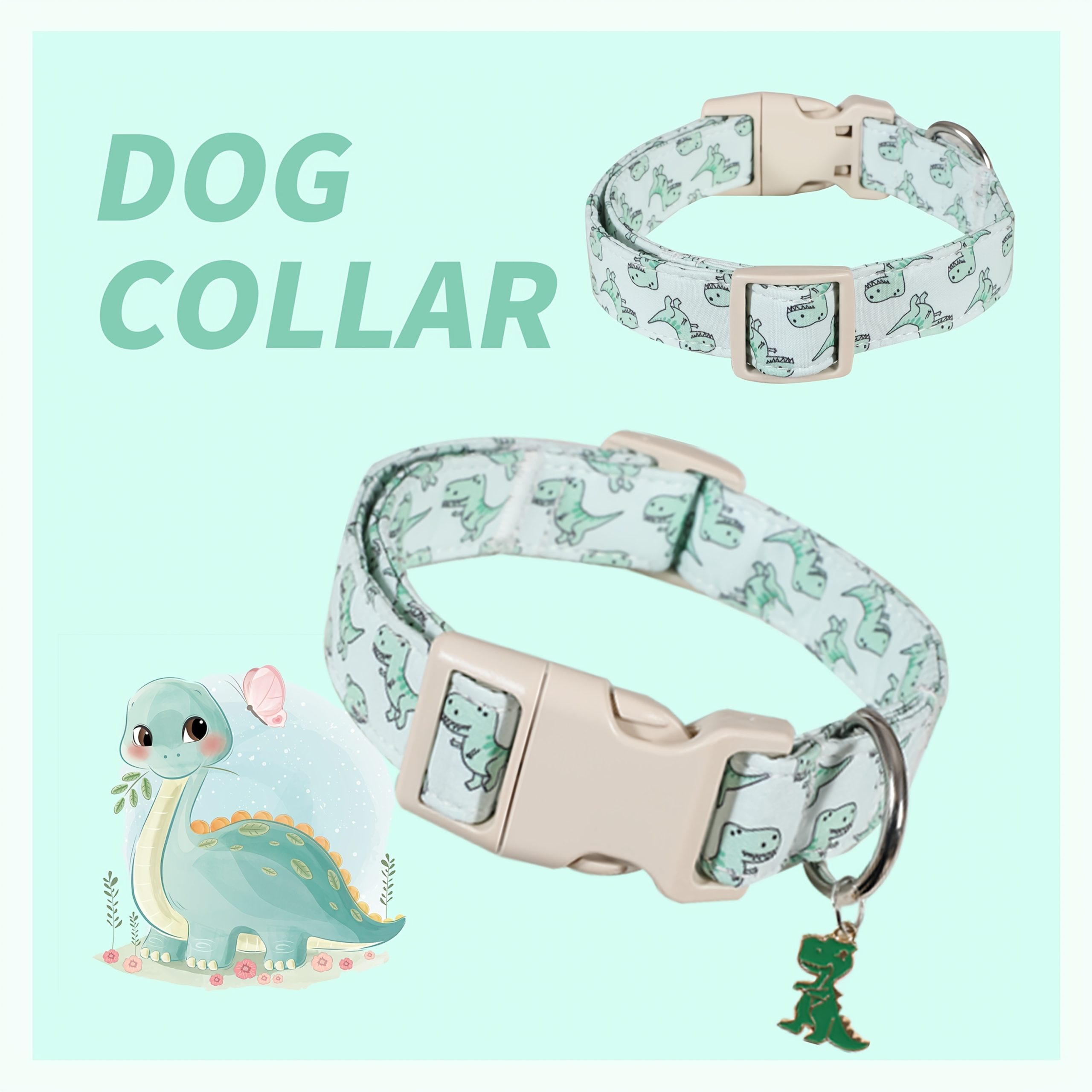 Dragon Dog Collar - Soft and Comfortable Adjustable Cute Dog Collar - Adjustable Comfort Fabric Dog Collar - Suitable for Small, Medium, and Large Dogs - Pet Accessory for Daily Wear by Male and Female Pets - Image 4