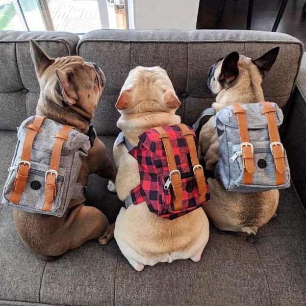 Lovely Dog Backpack Strap for Small And Medium-Sized Dogs, Adjustable Pet Saddle Bag with Pocket, Portable Outdoor Travel Backpack for French Bulldog Corgi