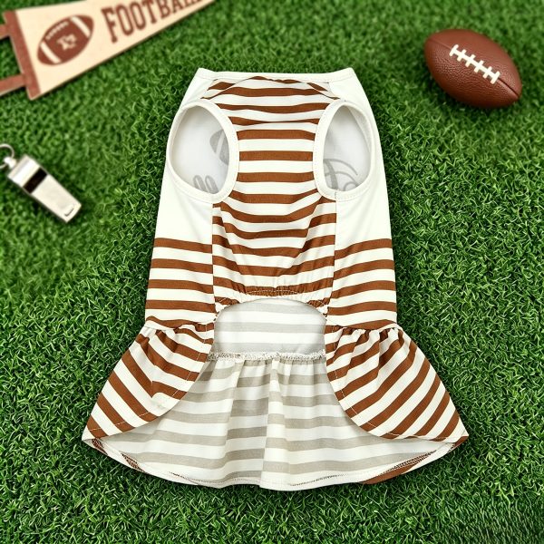 Pet Dog Dress, Striped Print Pattern for Rugby Season, Suitable for Smallu002FMedium-Sized Dog And Cat Clothes, Dog Clothes, Spring And Summer Thin American Rugby Match Clothing