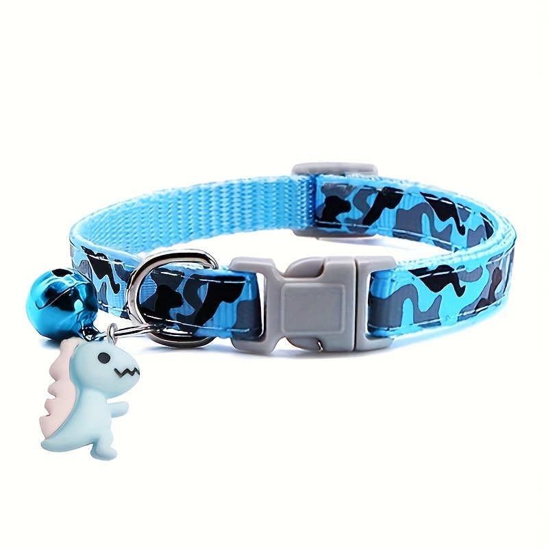 1pc Adjustable Leopard Print Camouflage Pet Collar - Soft Padded Comfortable Design with Jingle Bell And Adorable Little Dinosaur Pendant - Perfect Fashion Accessory for Cats, Kittens, And Small Puppy Dogs - Unique Gift Idea - Image 3