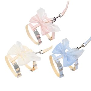 Universal for Cats And Puppies, High Aesthetic Gradient Large Bow Pet Chest And Back Harness with 120Cmu002F47In Leash Set - Cross-Style Anti-Escape Breathable Design, Suitable for Cats And Small Dogs, Outdoor Walking And Photography Essential - Image 7