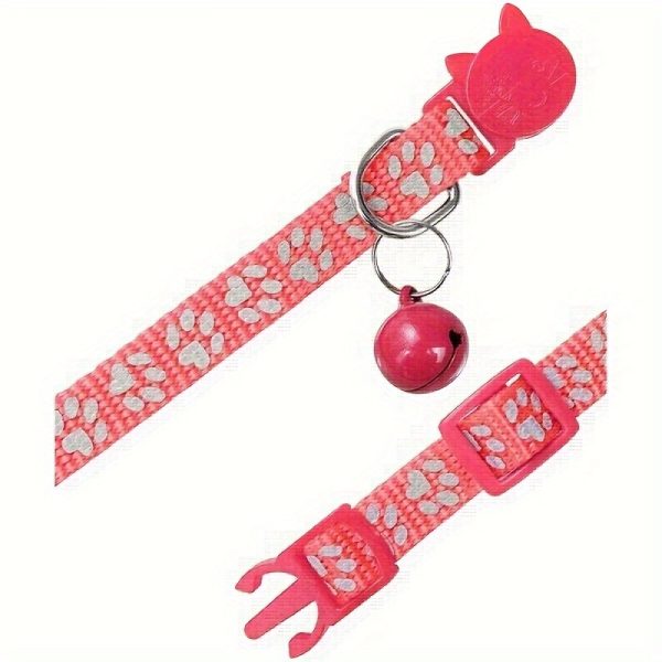 2pcs Reflective Cat Collars With Bells, Solid Safety Nylon Collars, Adjustable Detachable Kitten Accessories - For Cats & Kittens - Enhance Visibility & Safety at Night - Perfect Gift for Cat Lovers