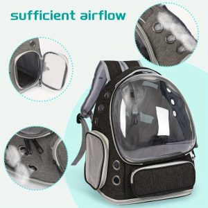 Breathable Transparent Cat Carrier Backpack with Bubble Viewing Compartment - All-Season Airplaneu002FTrainu002FCar Travel Carrier for Kittens & Cats, Zipperu002FDoggy Door Entry, Space Capsule Cat Bag, Durable (for All Cat Breedsu002FSizes) - Image 9