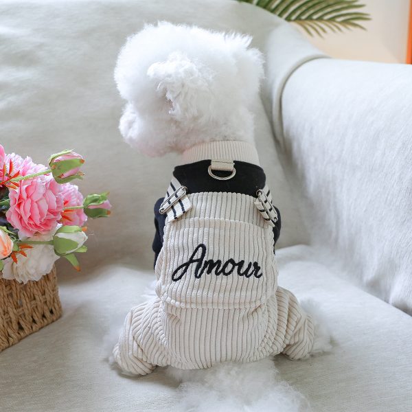 Teddy Bear Dog Clothes - 100% Polyester Knit All-in-One Puppy Jumpsuit with Back Legs Straps, Cozy Winter Spring Fall Outfit for Small Breeds, Hand Wash Only