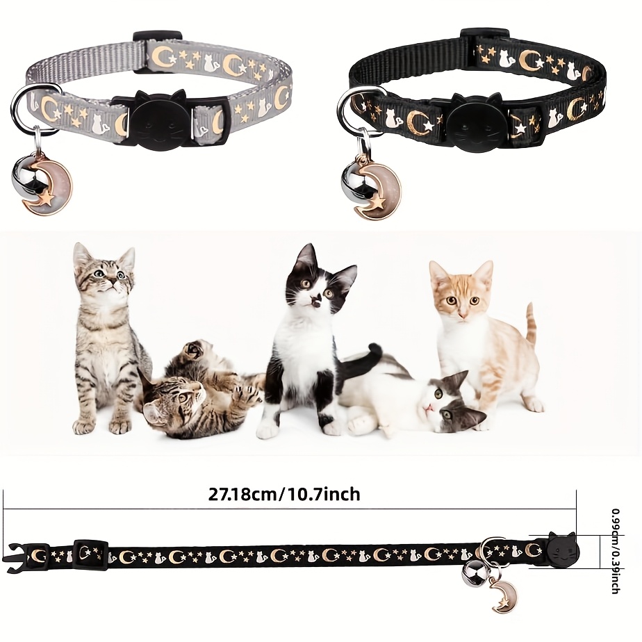 2pcs Breakaway Cat Collars with Bell - Adjustable, Glow-in-the-Dark Design, Durable Nylon, Perfect for Outdoor Activities, Cute Kitten Collars, Pet, |playful Design|adjustable Collar - Image 2