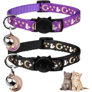 2pcs Breakaway Cat Collars with Bell - Adjustable, Glow-in-the-Dark Design, Durable Nylon, Perfect for Outdoor Activities, Cute Kitten Collars, Pet, |playful Design|adjustable Collar - Image 5