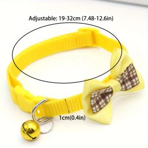 This Adjustable Stylish Collar with a Bell And Checkered Bow Is Suitable for Both Cats And Dogs, Making It Perfect for Everyday Elegant Pets, Safe And Durable. - Image 6