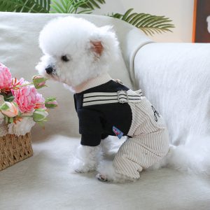 Teddy Bear Dog Clothes - 100% Polyester Knit All-in-One Puppy Jumpsuit with Back Legs Straps, Cozy Winter Spring Fall Outfit for Small Breeds, Hand Wash Only - Image 5