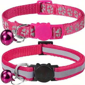 2pcs Reflective Cat Collars With Bells, Solid Safety Nylon Collars, Adjustable Detachable Kitten Accessories - For Cats & Kittens - Enhance Visibility & Safety at Night - Perfect Gift for Cat Lovers - Image 14
