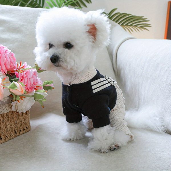 Teddy Bear Dog Clothes - 100% Polyester Knit All-in-One Puppy Jumpsuit with Back Legs Straps, Cozy Winter Spring Fall Outfit for Small Breeds, Hand Wash Only