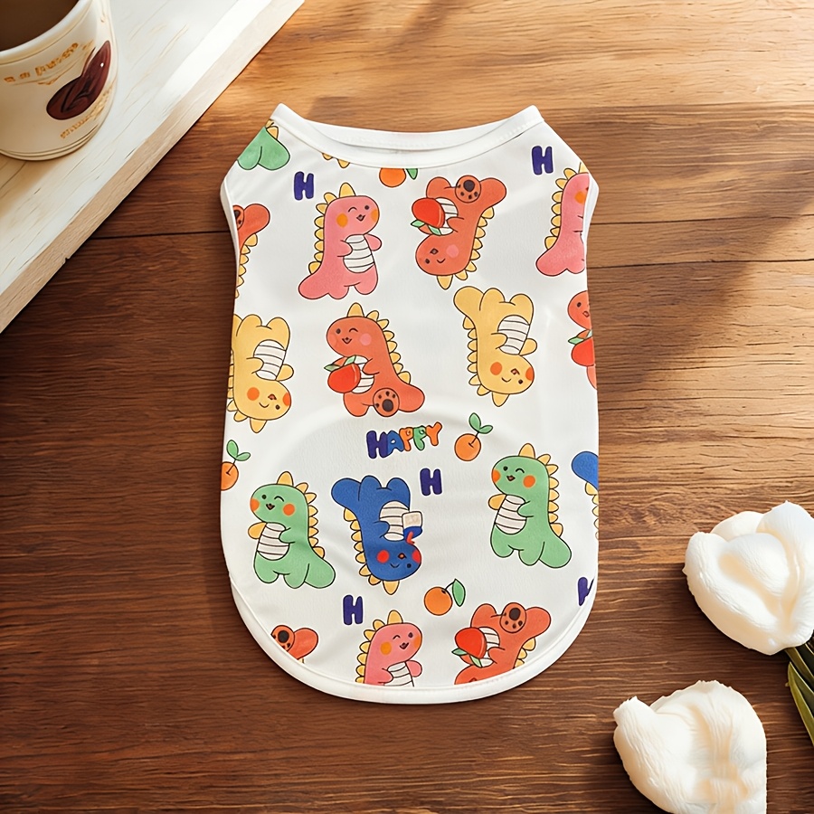 Super Soft Small Pet Vest, Cute Colorful Dinosaur Pattern, Suitable for Small Dogs and Cats, Light and Warm in All Seasons, Anti-hair Removal, Cute Dinosaur Design - Image 2