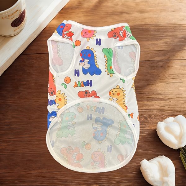 Super Soft Small Pet Vest, Cute Colorful Dinosaur Pattern, Suitable for Small Dogs and Cats, Light and Warm in All Seasons, Anti-hair Removal, Cute Dinosaur Design