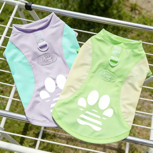 A Breathable Mesh Material Dog Sun Protection Suit That Can Block UV Rays in Summer, with Logo Design and Color-blocking, Suitable for Small and Medium Dogs Such as Chihuahuas, Poodles, and Bichons, and Can Be Used for Leashing Cats and Dogs